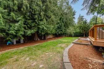 Fenced backyard.