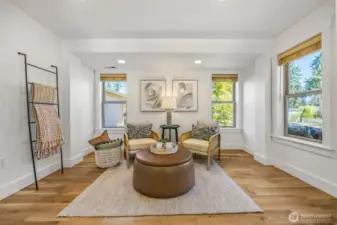 Main floor nook can be used as a lounge, a game room, or office space.