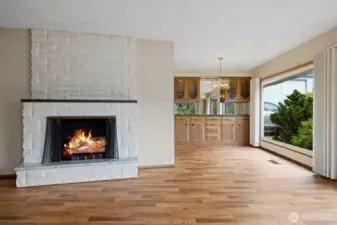 Living space leading into the dining room.