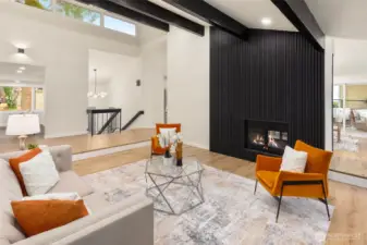 Cozy wood-burning fireplace