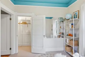 High ceilings and a large closet in the second main-floor bedroom.