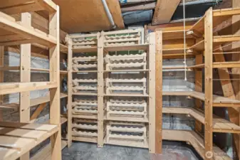Large capacity wine cellar or pantry.