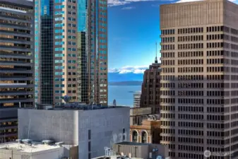 Puget Sound, Olympic Mountains and city views sparkle day and night.