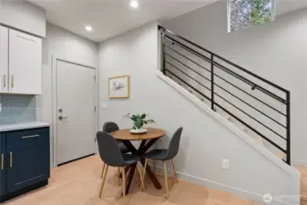 Door leading to garage off the kitchen.