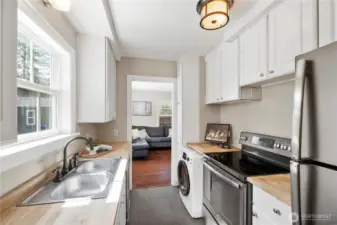 Light filled kitchen overlooking 3.6 acres