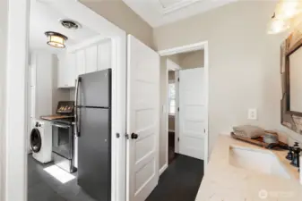 Hallway to kitchen and bath