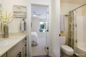 Jack and Jill bath serves two bedrooms