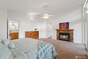 Guest House bedroom suite with gas fireplace