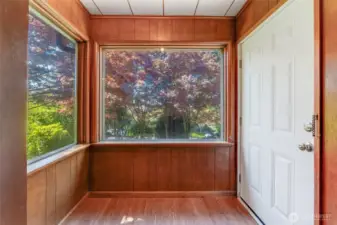 Entryway is bathed in light.