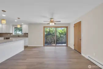 View from livingroom toward diningroom with 8 foot sliders