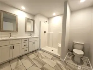 Master Bath, Glass Shower doors to be installed