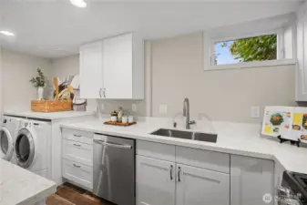 Another view of the lower-level kitchen.