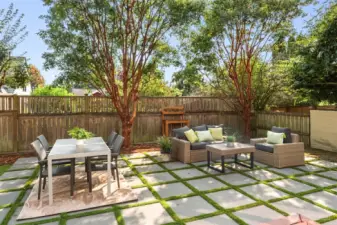 Level back yard with lots of space to entertain or play!