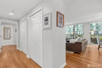 Entry hallway with direct access to living area and penthouse-level terrace