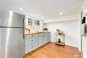 This kitchenette makes it really easy to host any movie nights down here - or airbnb!