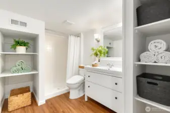 3/4 bath downstairs - plenty of storage!