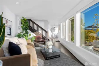 Downstairs hosts the MIL suite or additional living space