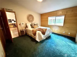 Another primary view. Accent wall with knotty pine.