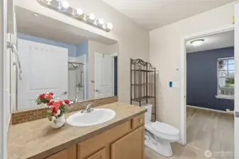 Main bathroom. opens into both bedrooms.