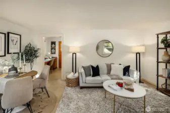 Living room and dining room off of entry