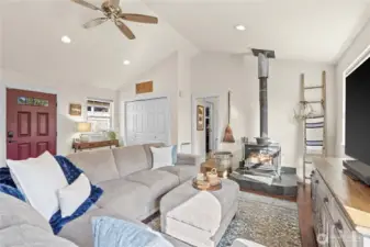 Relax by the new wood burning stove.