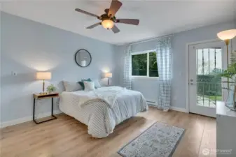 Primary bedroom with private access to the patio