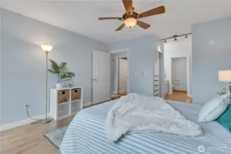 Corner view of primary bedroom