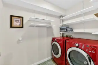 Apartment laundry room.