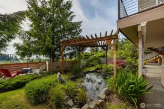 Immaculate garden with koi poind