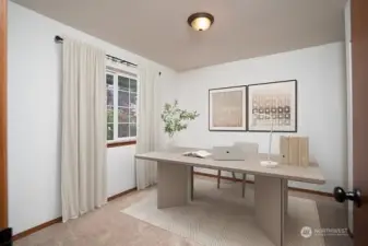 Front bedroom visually staged as a Home Office Space…