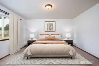 With virtual staging the primary bedroom might look something like this…