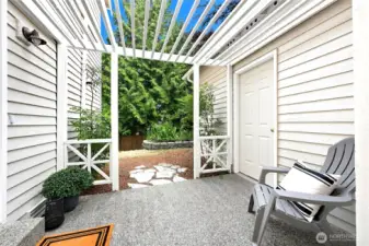 Walkway from kitchen to 3 car garage.
