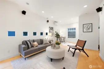 Family room to office area and powder room.