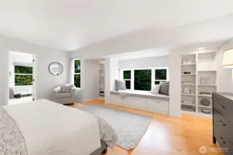 Primary bedroom with ensuite bath on left.
