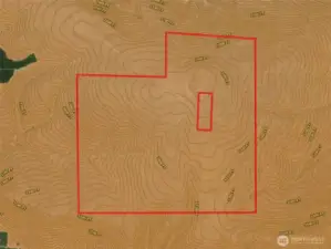 Overhead view with approximate boundaries in red.