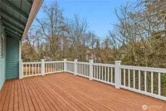 Comfortable sized deck off of dining room slider.