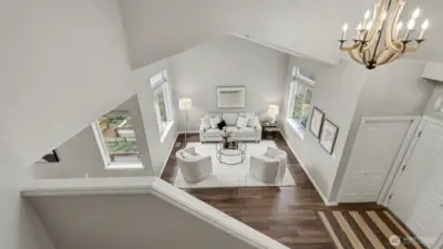 Grand vaulted ceilings in the formal living/entry