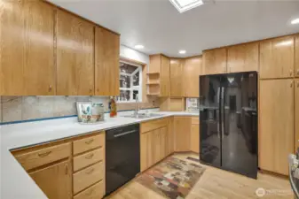 The roll out pantry is the the right of the refrigerator..