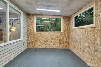 This spot is a great "CATIO" space or a work day KENNEL for FIDO...or a CIGAR room...while watching sports of course!! You can see the TV from here....