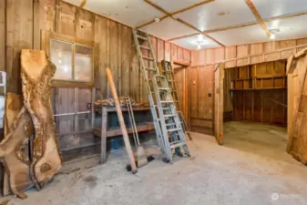 Inside one side of the barn where you will find plenty of storage.