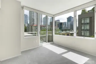 Second bedroom with sliding door to second Juliet balcony.