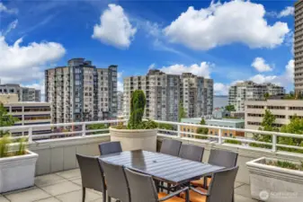 Rooftops decks are fully furnished with tables, chairs, lounge areas, and BBQs.