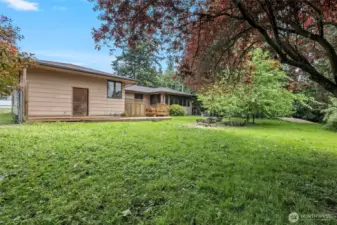Huge backyard is fully fenced.