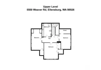 Floor plans detail the layout of bedrooms and baths upstairs. Please note closets are larger than shown and measurements are approximate—ample storage space throughout!