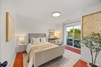 Lower level bedroom with exterior access - 3/4 bathroom on same level
