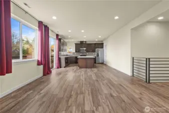 From the living room to the kitchen