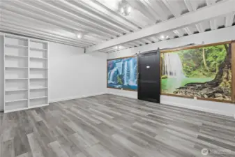 Huge bonus space with so much storage behind the barn door