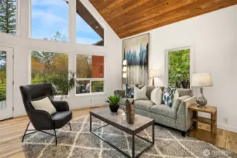 Natural light floods the living space