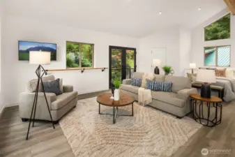 Radiant floor heat.  Juliette balcony looks out to lush landscaping