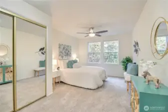 Guest bedroom with 2 closets.